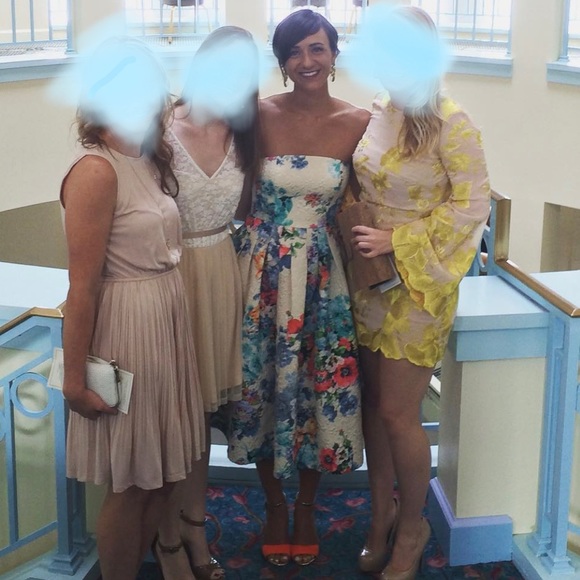 Cynthia Rowley Anthropologie Strapless Quilted Floral Tea Dress with Pockets New - Picture 3 of 16